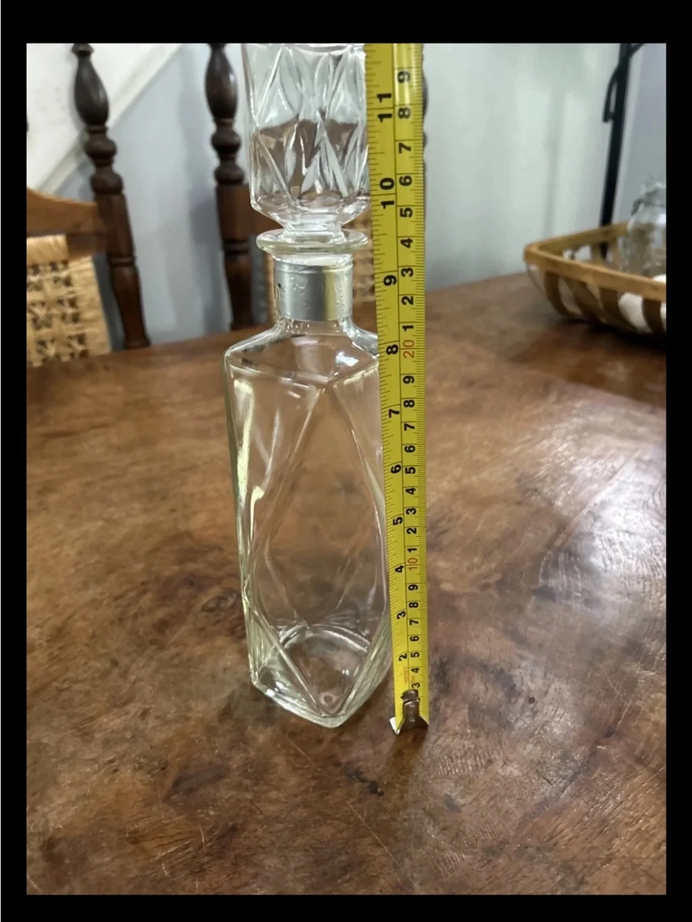 Vintage Seagram’s Seven 7 Crown Glass 8 Sided Decanter Bottle Empty 1960s 1970s